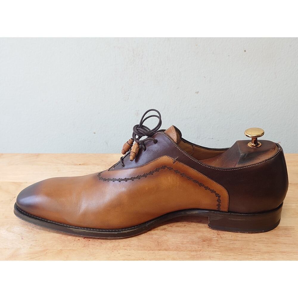 Mezlan Manet Mens Burnished Beige Leather Wholecut Dress Shoe Oxfords Size 12M - Picture 6 of 10